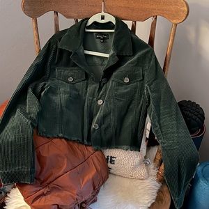 Hunter Green Cropped Corduroy Jacket